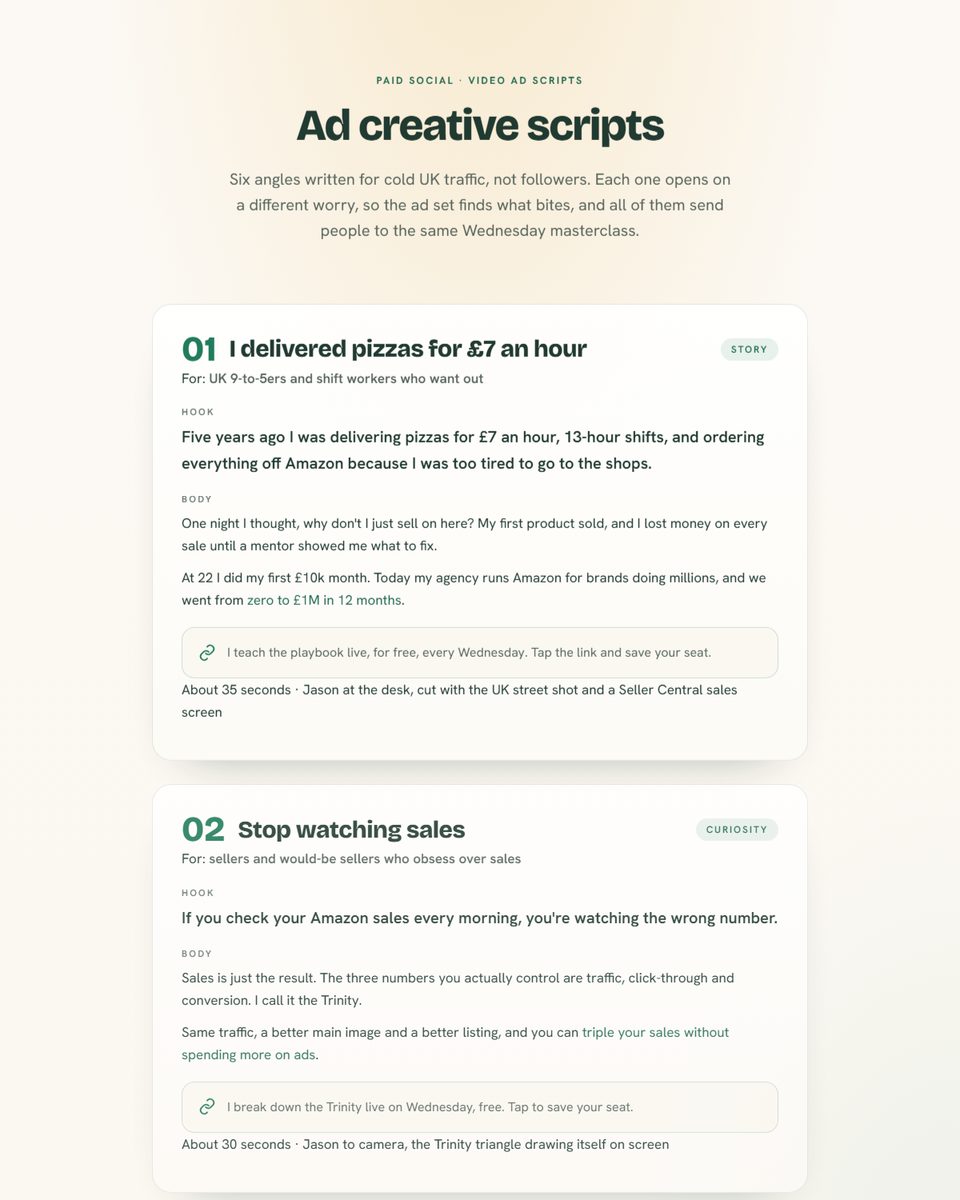 Ad creative scripts preview